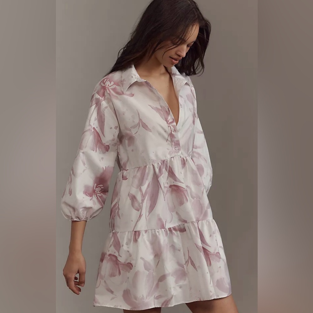 Maeve The Loverly Grey Bettina Mini Shirt Dress size Medium